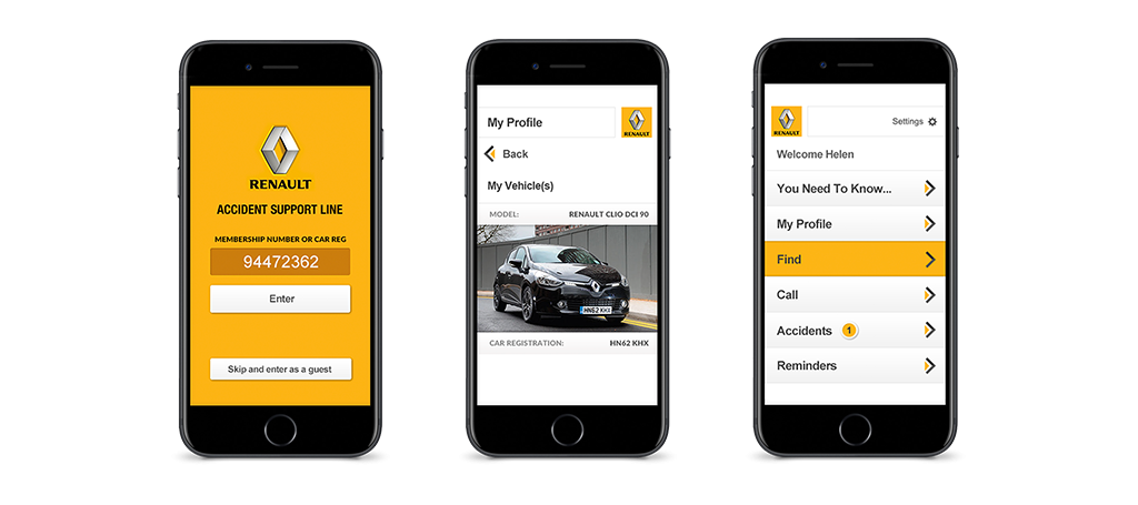 Renault's Accident Support Line mobile application